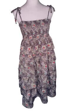 Liberty of London Target Dress Peacock Feather Tiered Ruffle Whimsy Bow Straps M